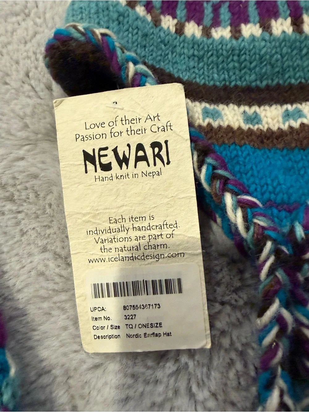 NWT Newari Hand Knit 100% Wool Fair Isle Nordic Ear Flap Hat & Mittens Set